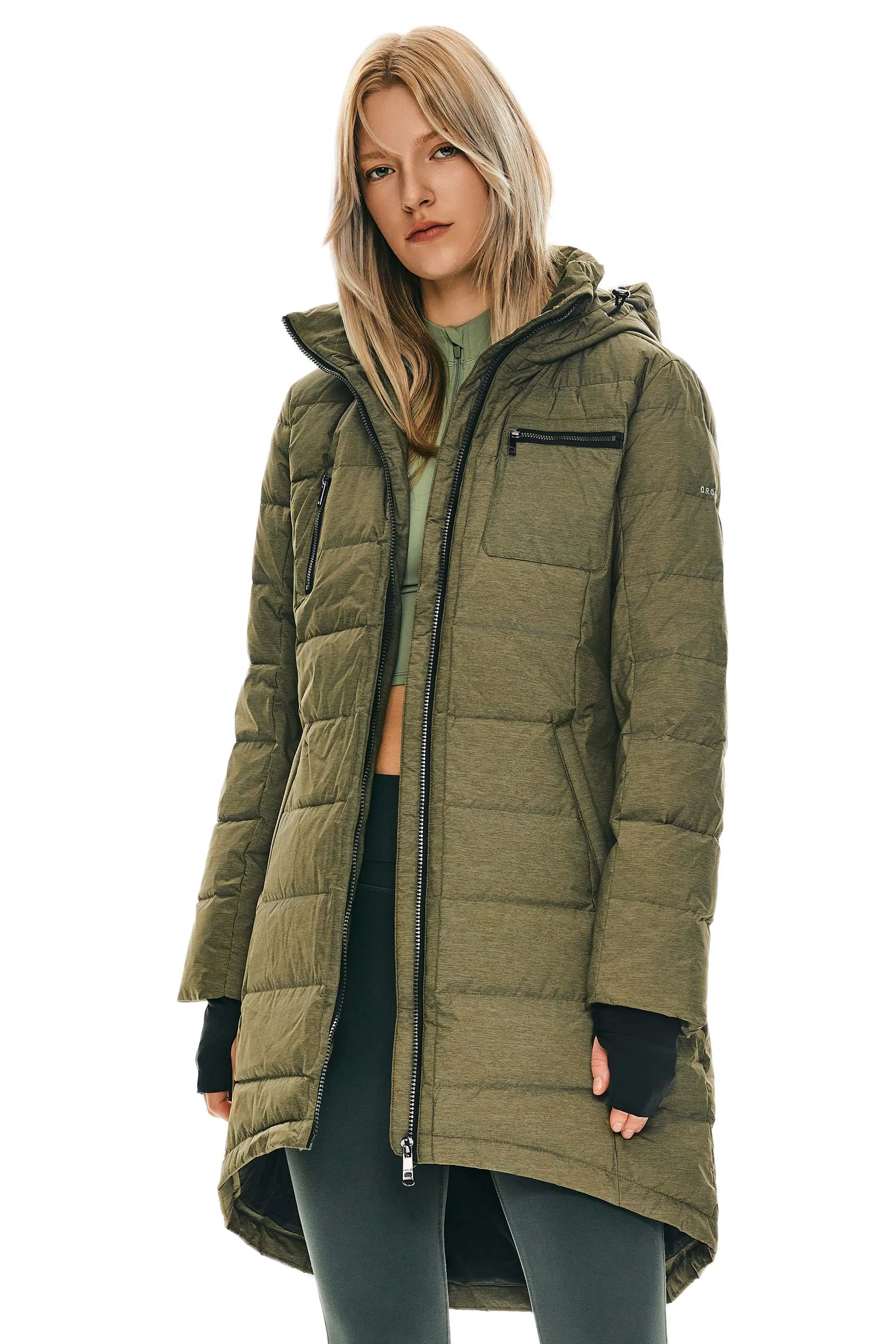 Slant Pocket Zip up Puffer Down Coat