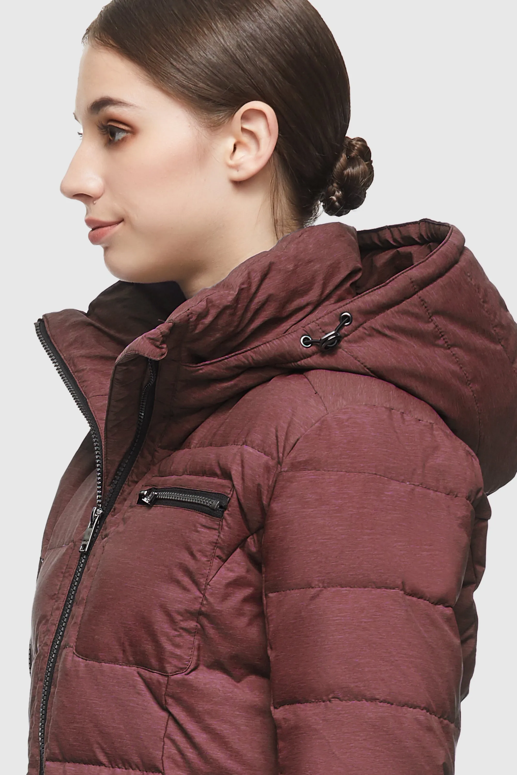 Slant Pocket Zip up Puffer Down Coat