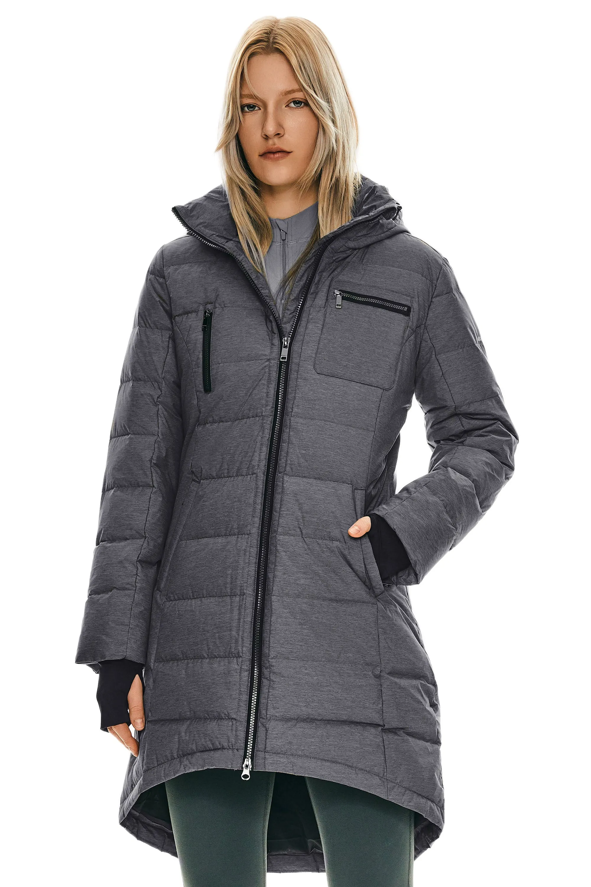 Slant Pocket Zip up Puffer Down Coat