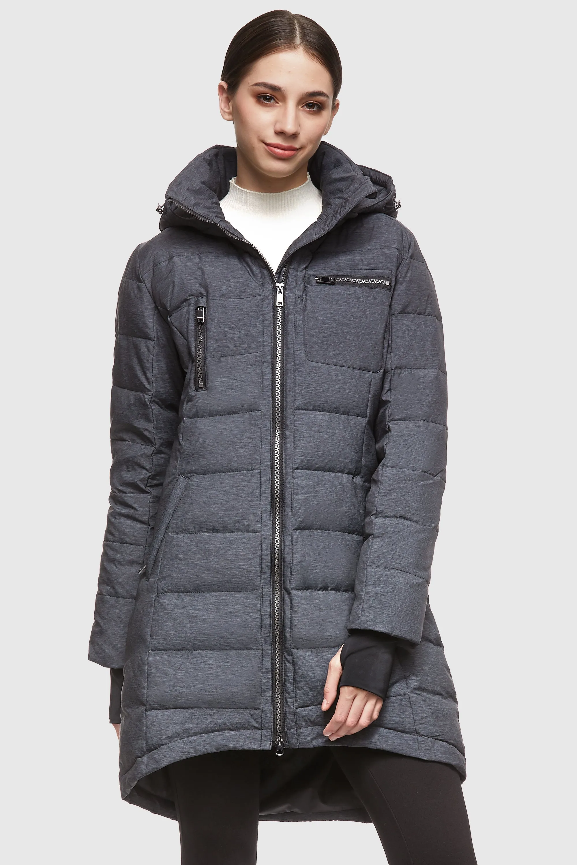 Slant Pocket Zip up Puffer Down Coat