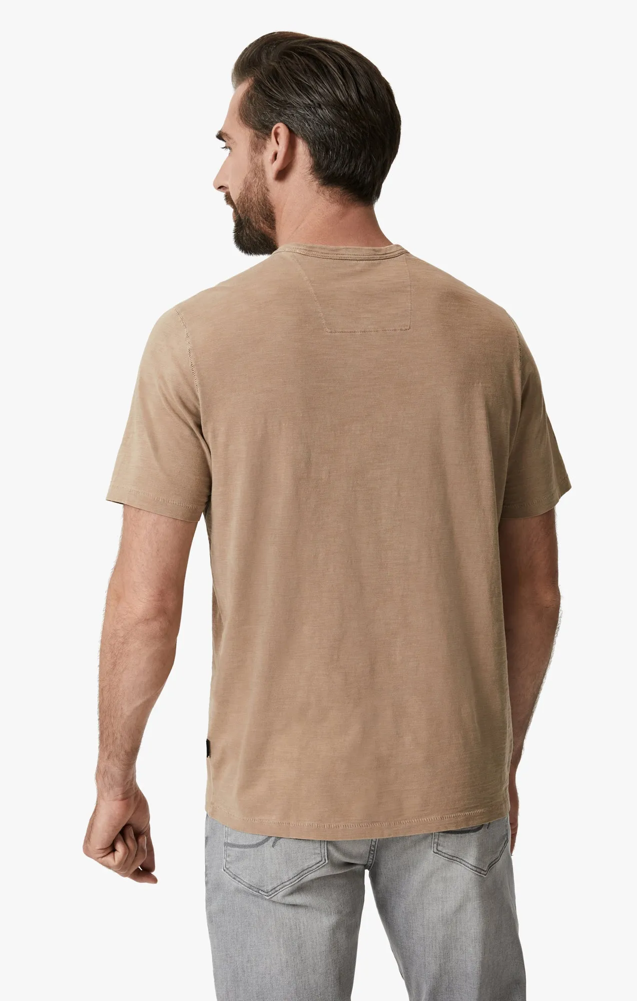 Slub Crew Neck T-Shirt In Walnut