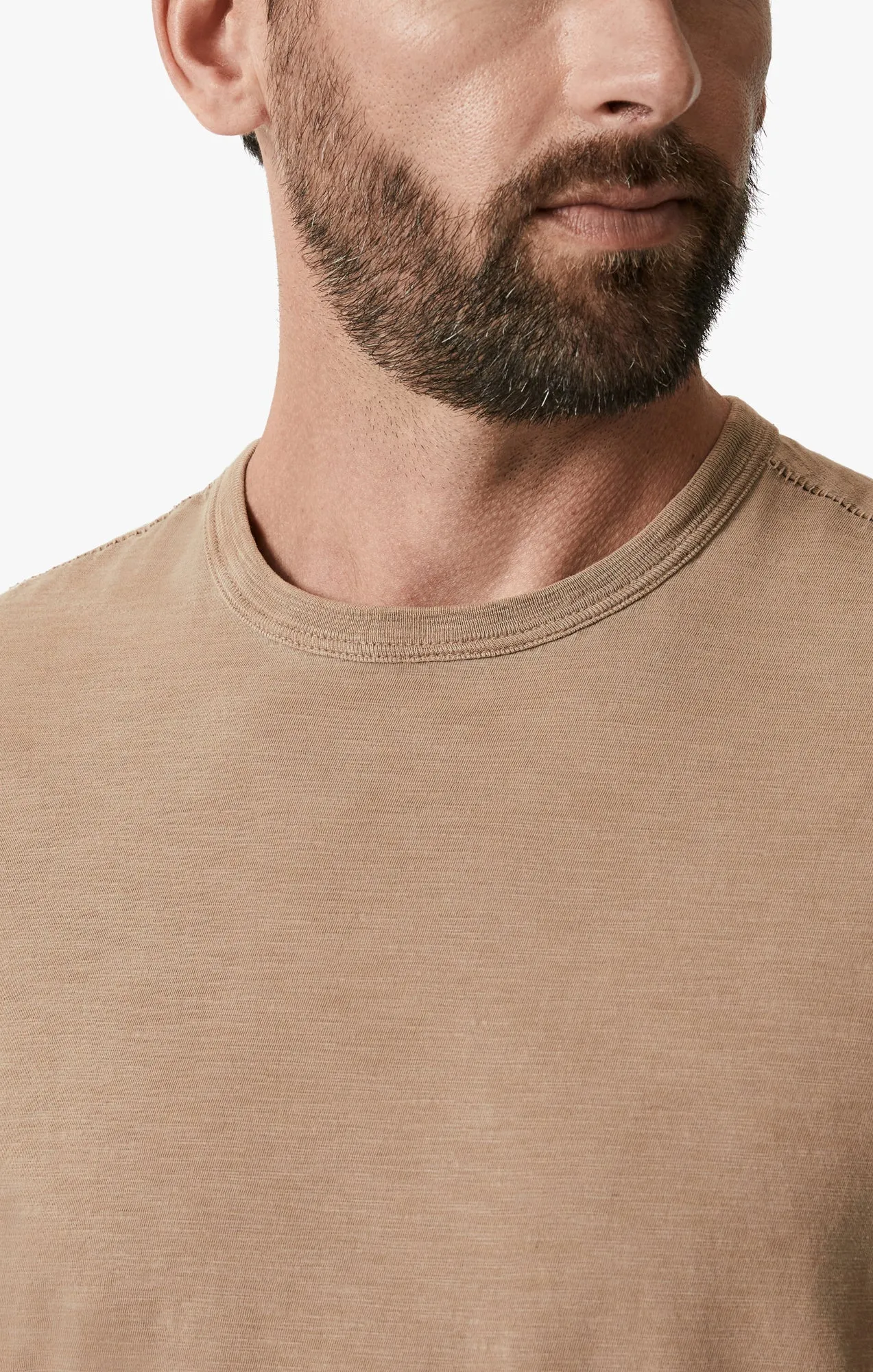 Slub Crew Neck T-Shirt In Walnut