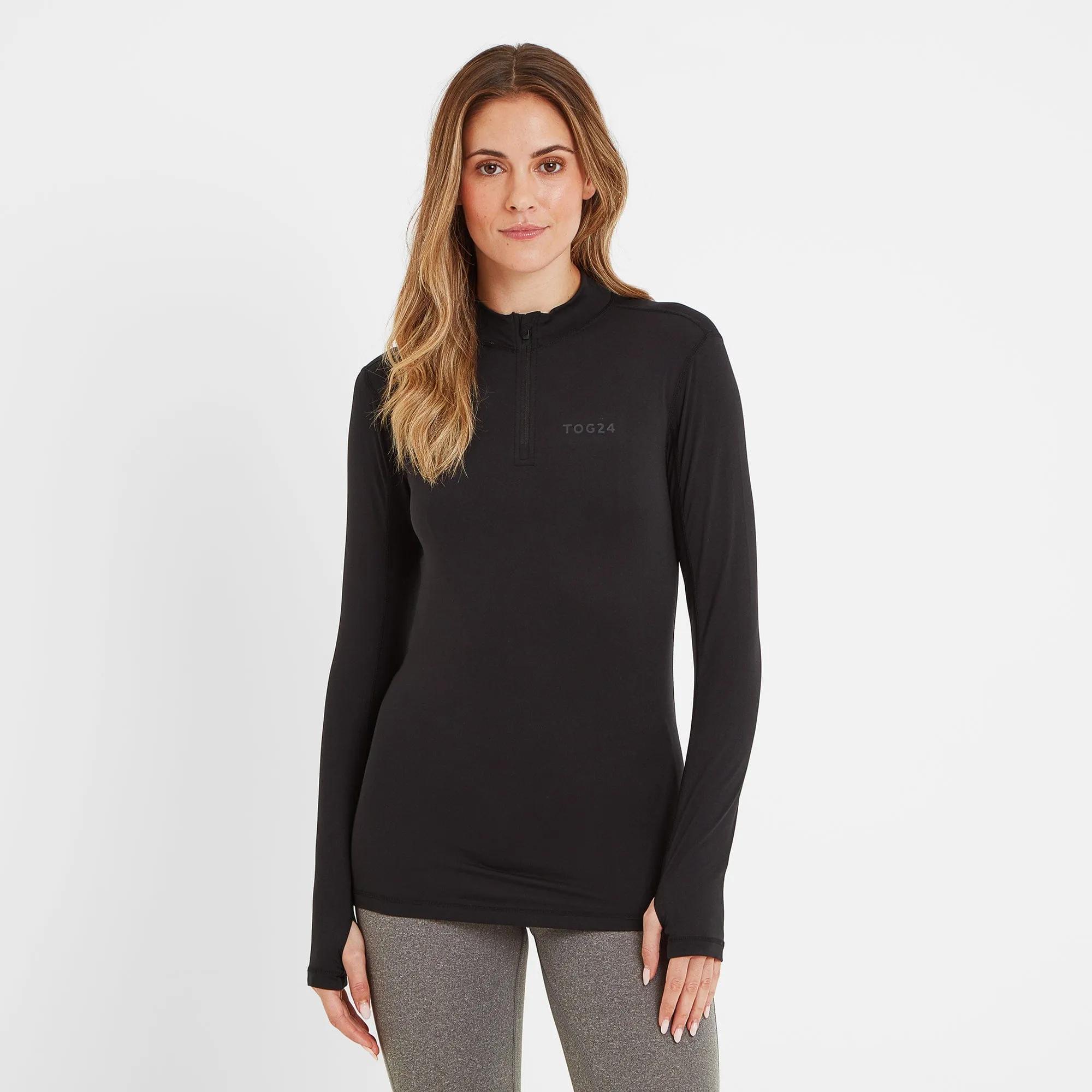 Snowdon Womens Thermal Base Layer Quarter Zip - Black