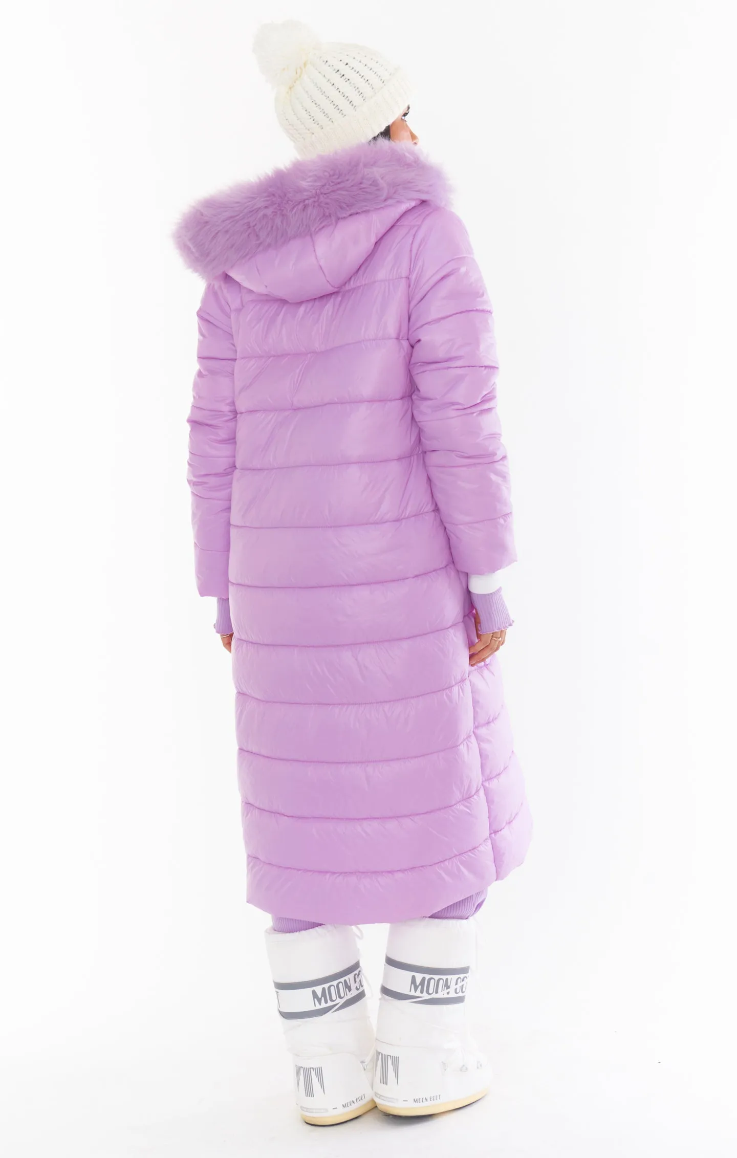 Snowmass Puffer Jacket ~ Powder Purple with Faux Fur