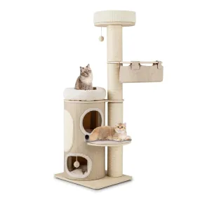 Tangkula Cat Tree Tower, 61 Inch Multi-level Tall Cat Tower with 2-Story Cat Condo, Top Perch, Sisal Scratching Posts & Carpet