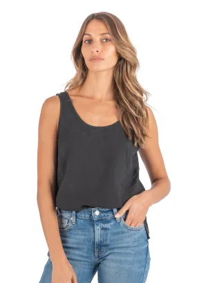 Tanya Tank Black Linen Top