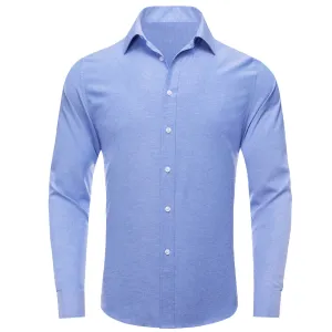 Ties2you Button Down Shirt Cornflower Blue Solid Men's Silk Dress Shirt