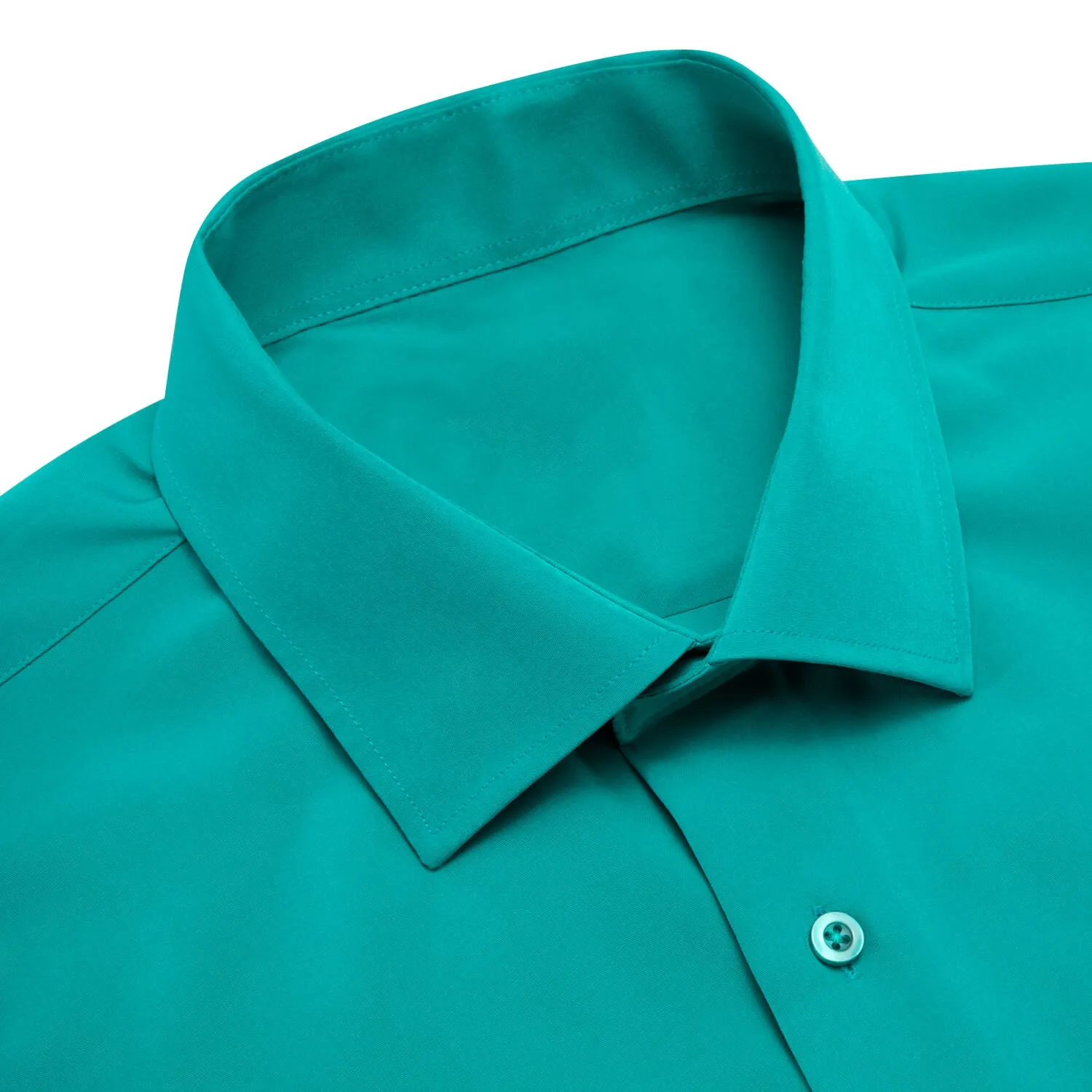 Ties2you Men's Shirt Tiffany Blue Silk Solid Long Sleeve Shirt