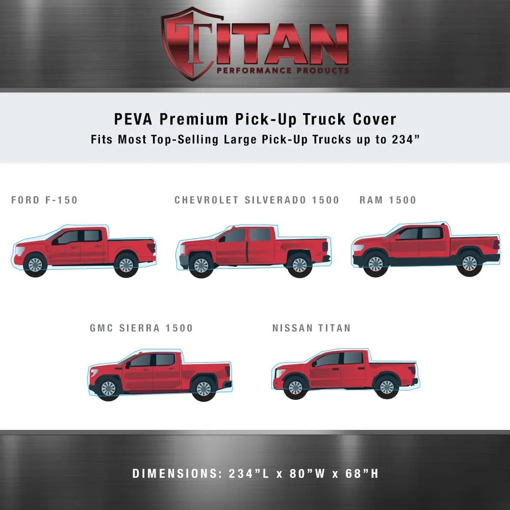 Titan Premium Multi-Layer PEVA Car Cover for Large Pick-up Trucks 213-234 Inches Long