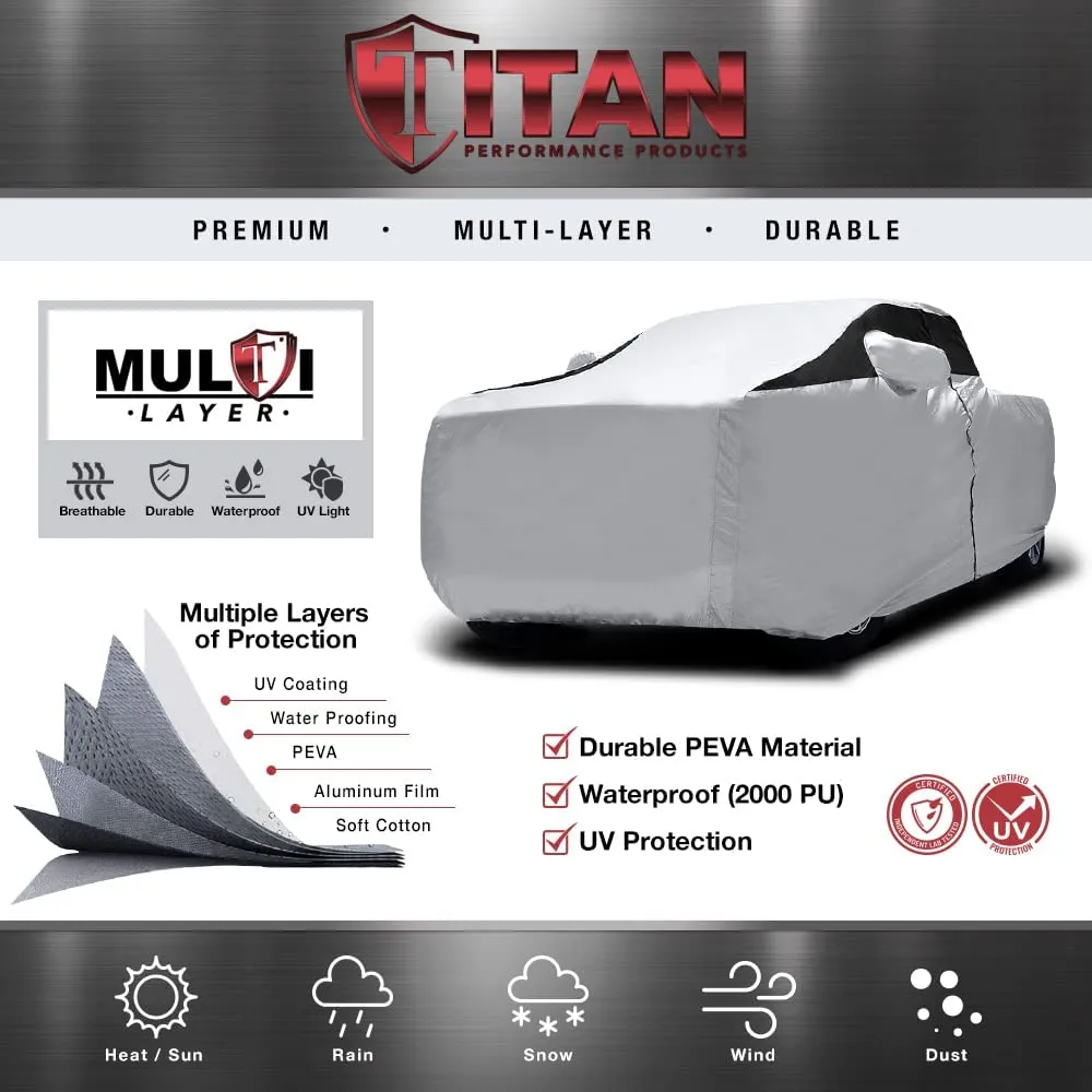 Titan Premium Multi-Layer PEVA Car Cover for Large Pick-up Trucks 213-234 Inches Long