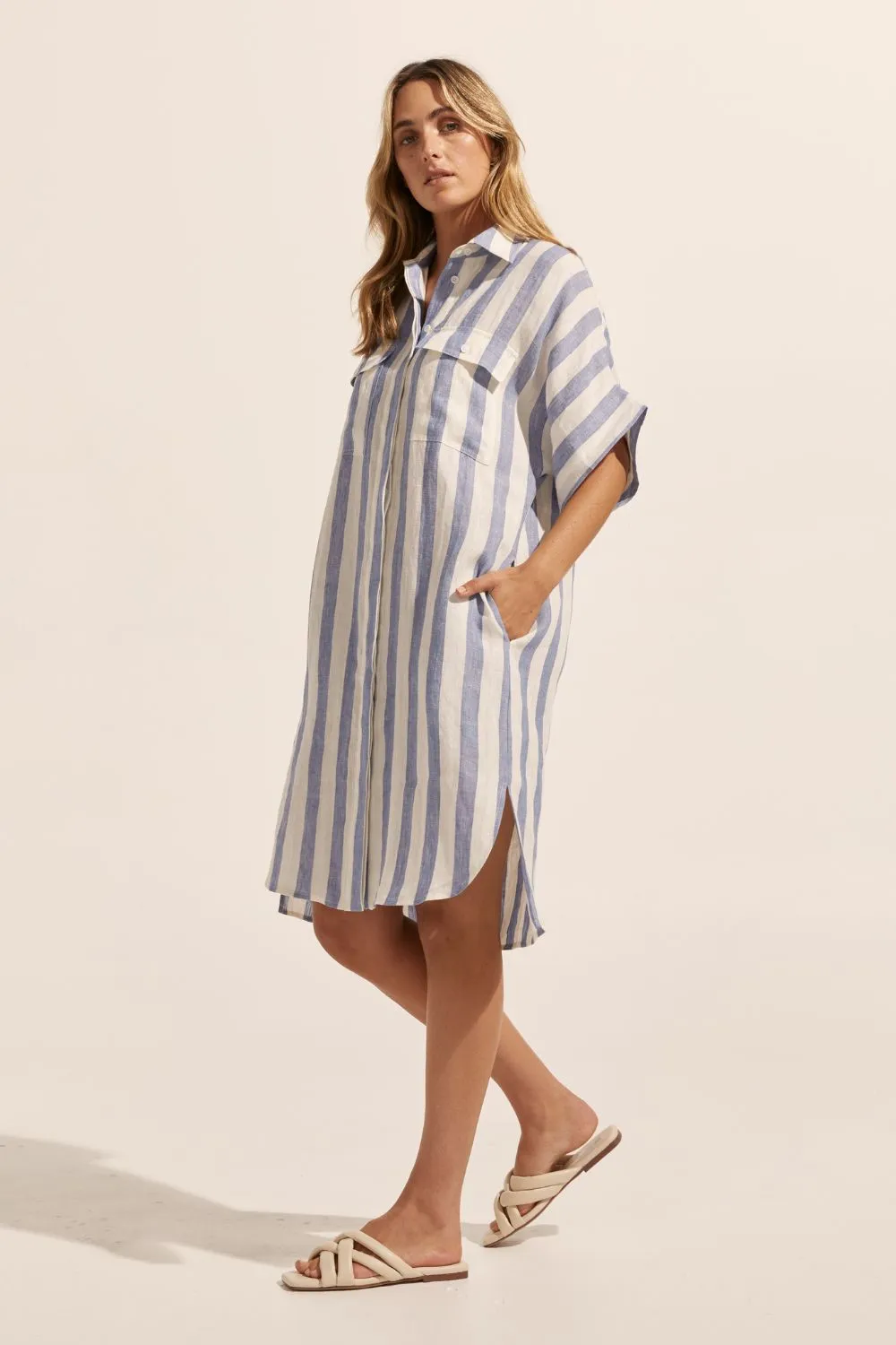 Troppo Dress in Wide Ocean Stripe