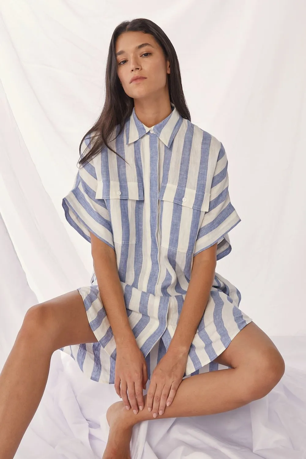 Troppo Dress in Wide Ocean Stripe