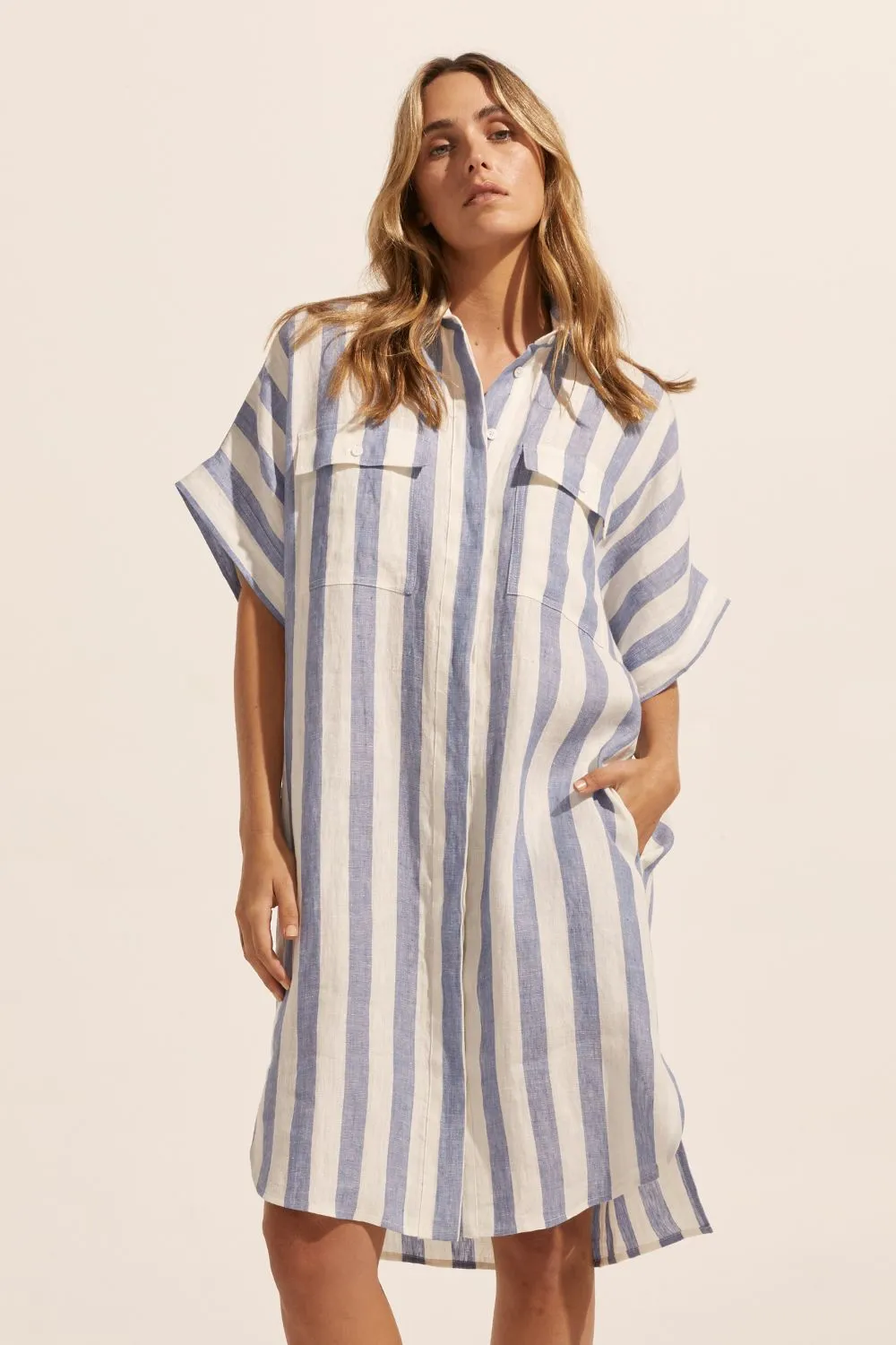 Troppo Dress in Wide Ocean Stripe