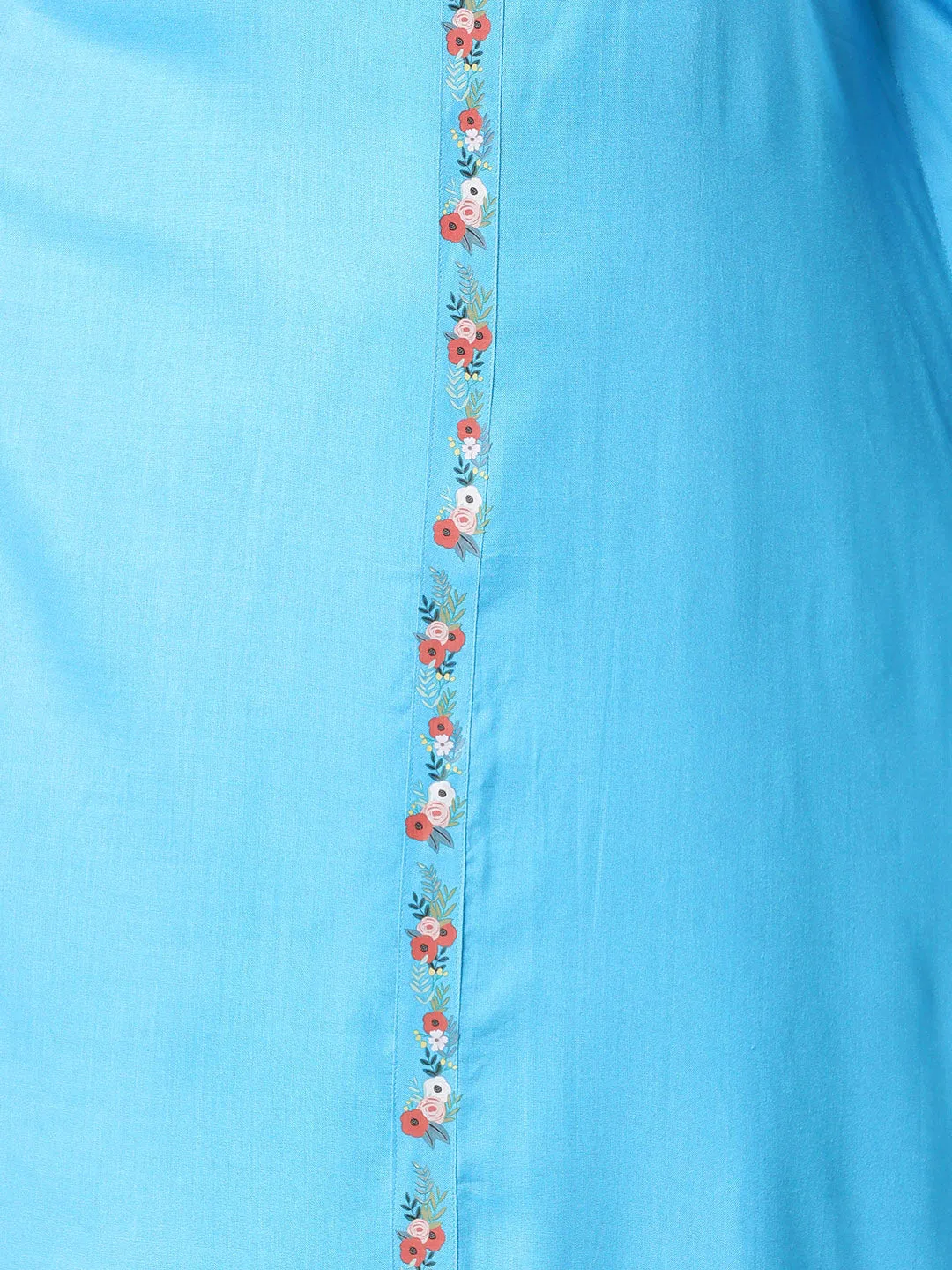 Turquoise Rayon Shirt-Kaftan - Bel