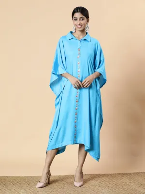 Turquoise Rayon Shirt-Kaftan - Bel