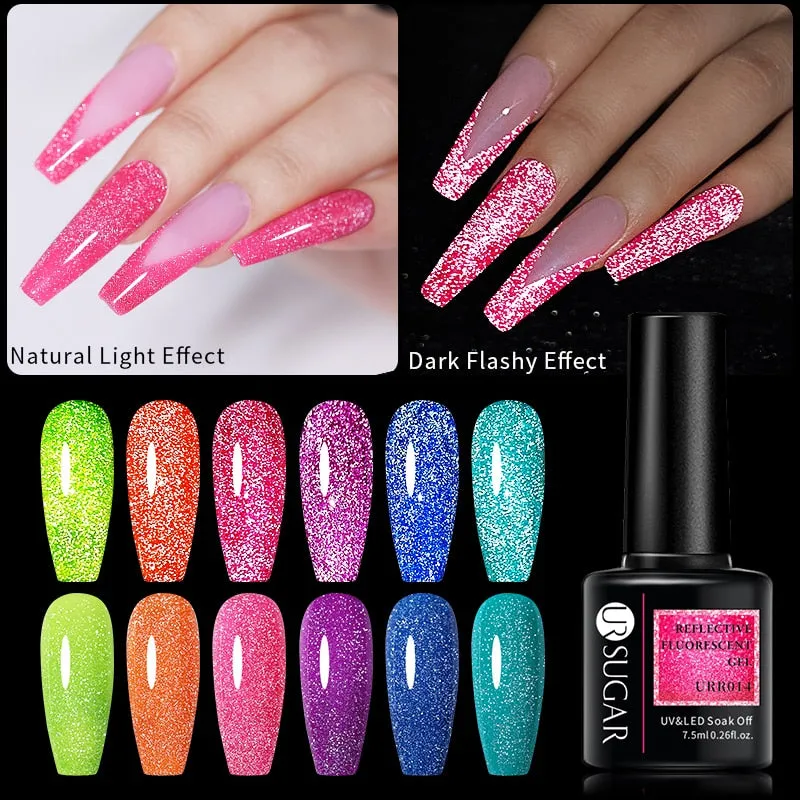 UR SUGAR 32pcs/34pcs Reflective Fluorescent Gel Nail Polish Set