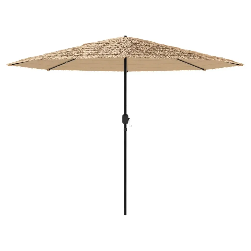 vidaXL Garden Parasol with LEDs and Steel Pole Brown 324x324x247 cm