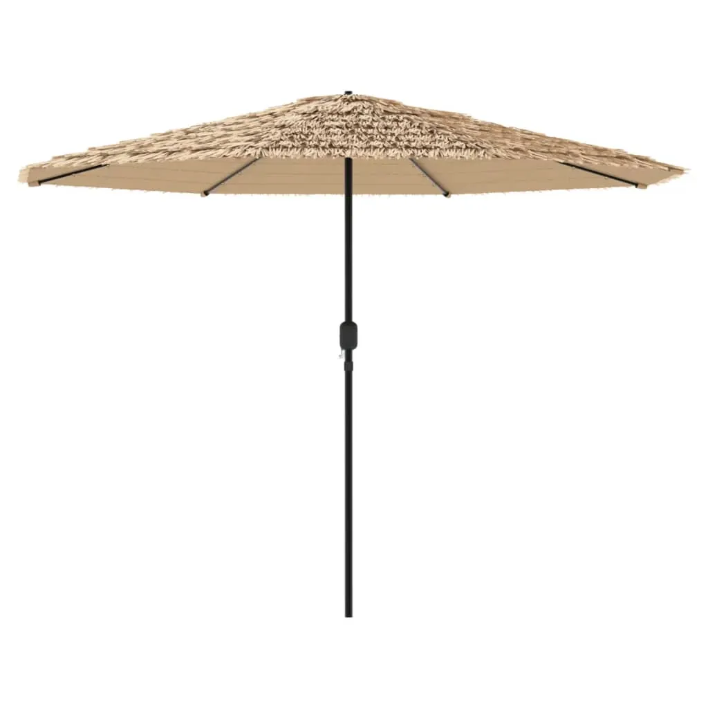 vidaXL Garden Parasol with LEDs and Steel Pole Brown 324x324x247 cm