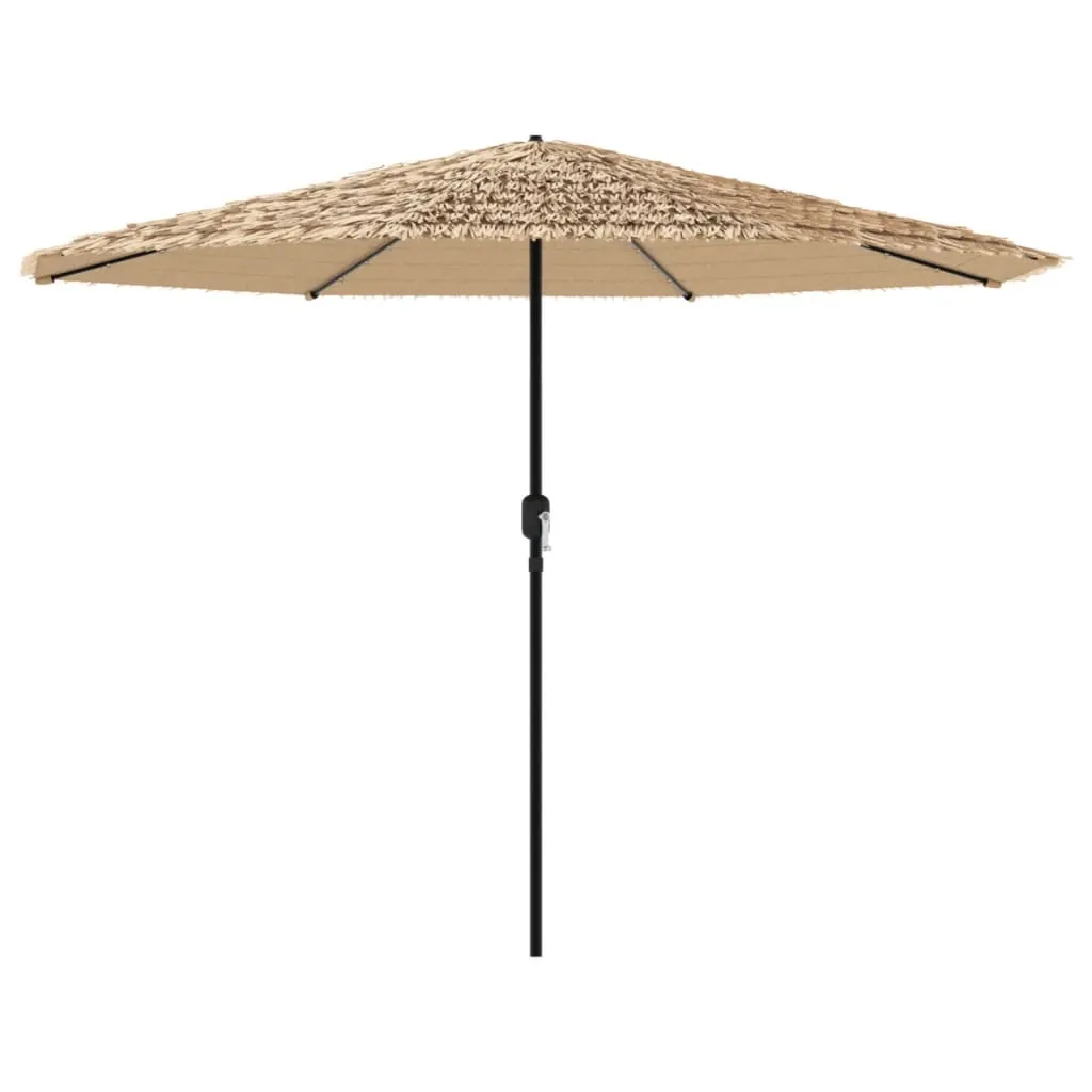 vidaXL Garden Parasol with LEDs and Steel Pole Brown 324x324x247 cm