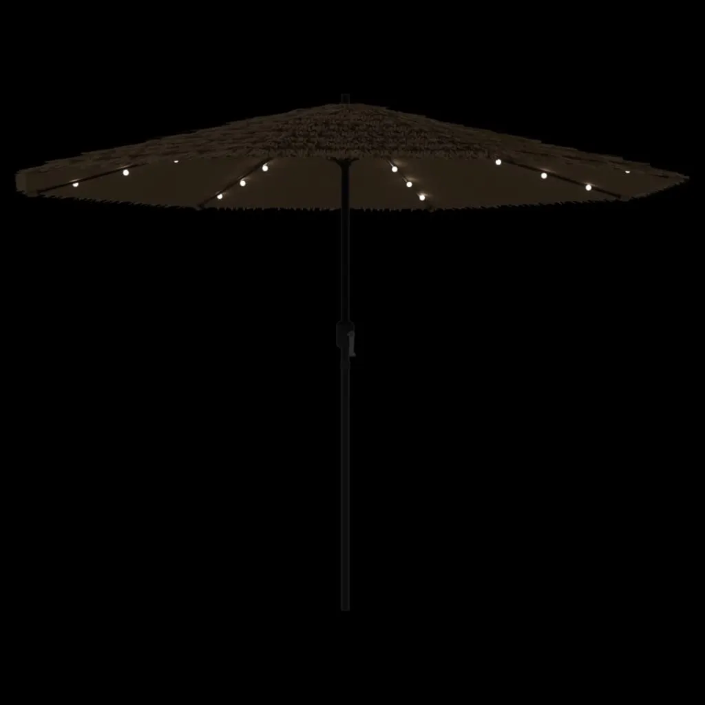 vidaXL Garden Parasol with LEDs and Steel Pole Brown 324x324x247 cm