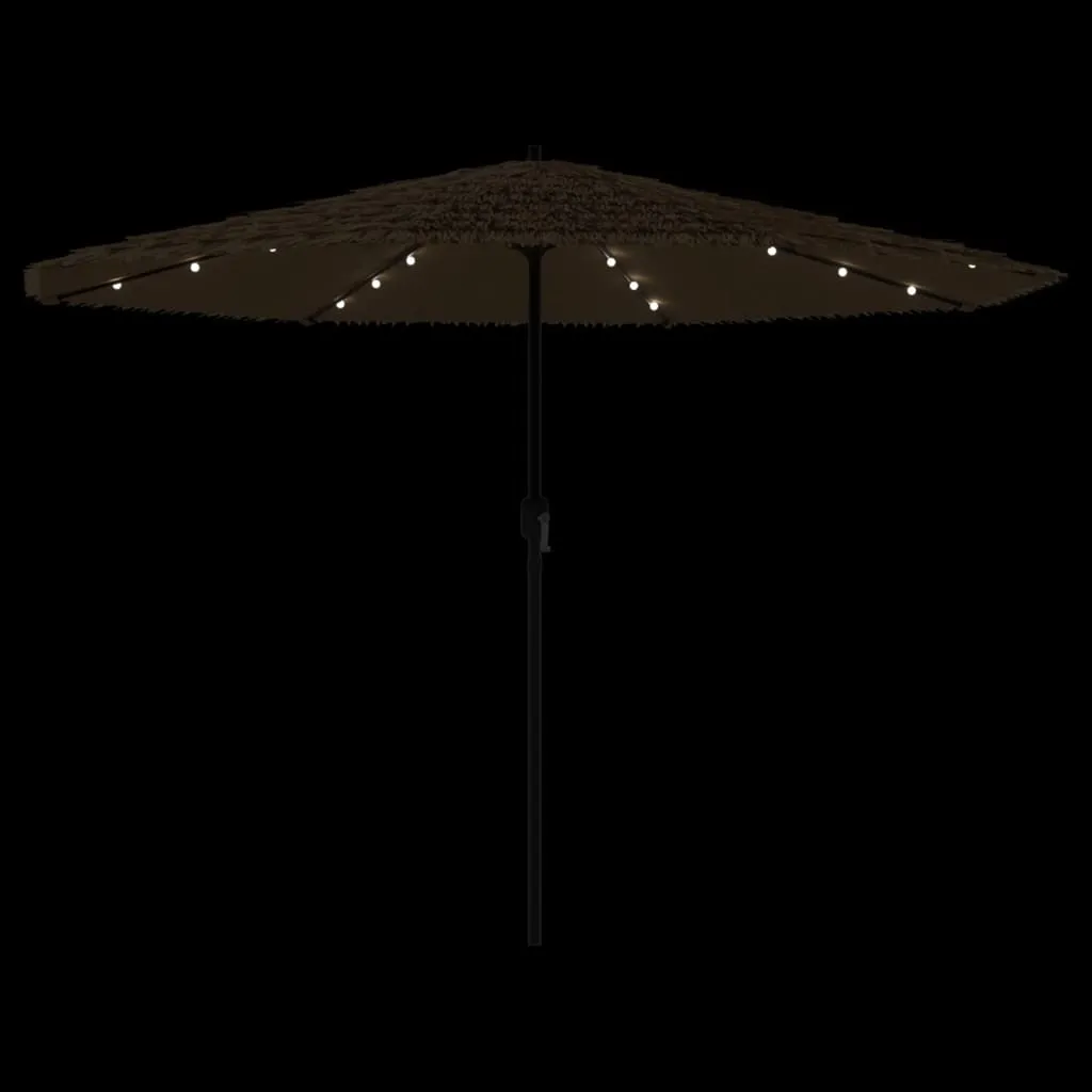 vidaXL Garden Parasol with LEDs and Steel Pole Brown 388x388x248 cm