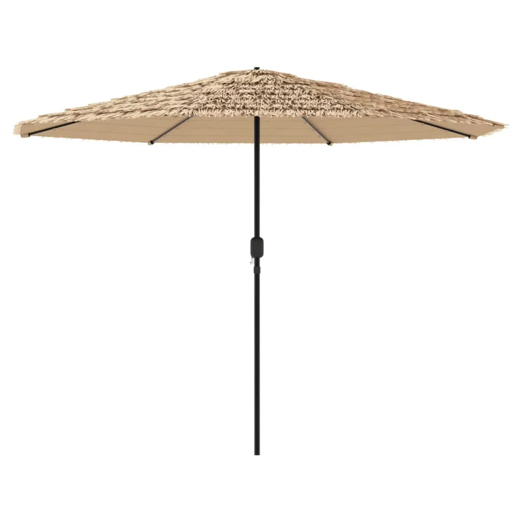 vidaXL Garden Parasol with LEDs and Steel Pole Brown 388x388x248 cm