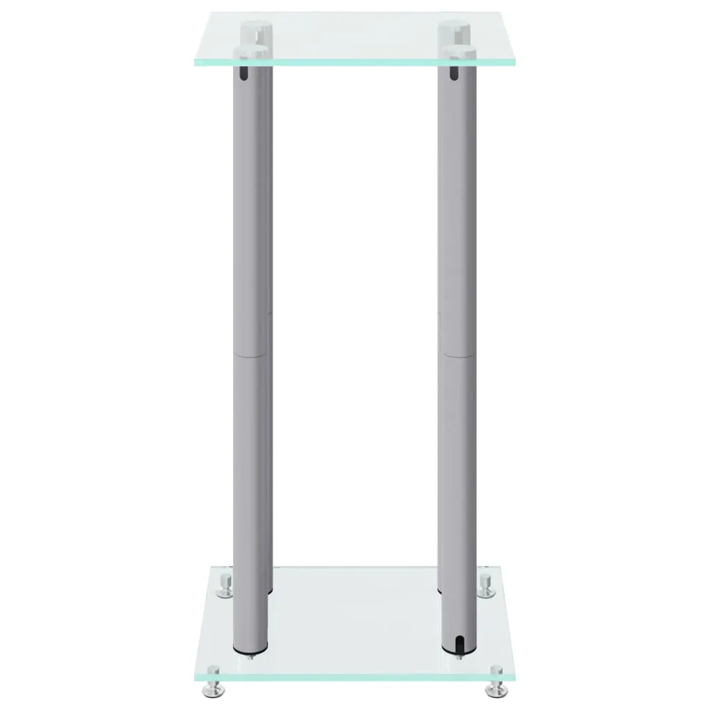 vidaXL Speaker Stands 2pcs Silver Tempered Glass 4 Pillars Design