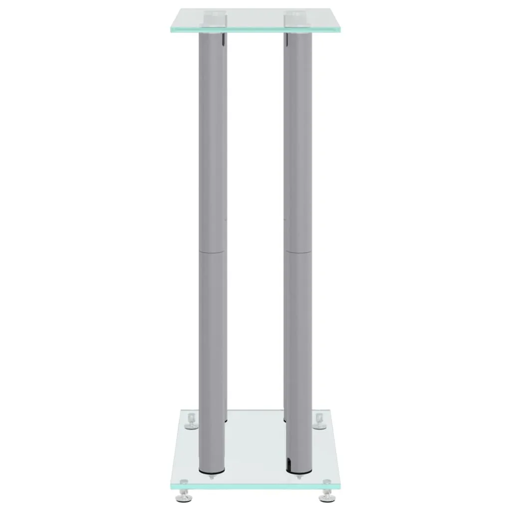 vidaXL Speaker Stands 2pcs Silver Tempered Glass 4 Pillars Design