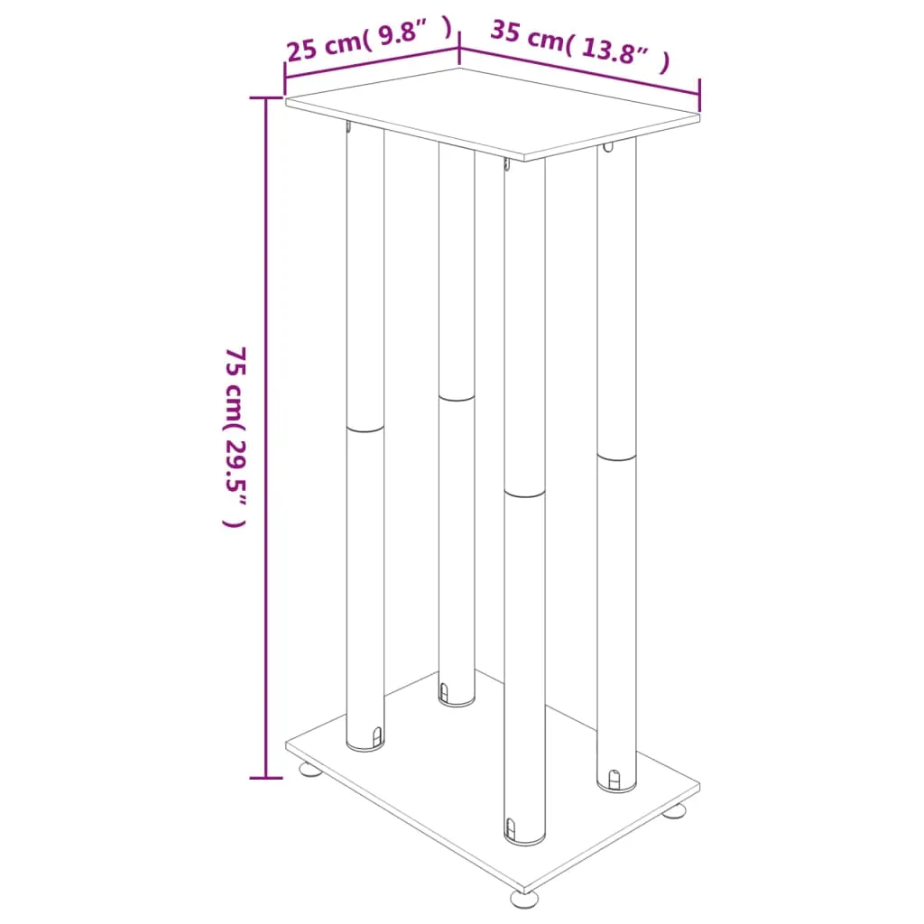 vidaXL Speaker Stands 2pcs Silver Tempered Glass 4 Pillars Design