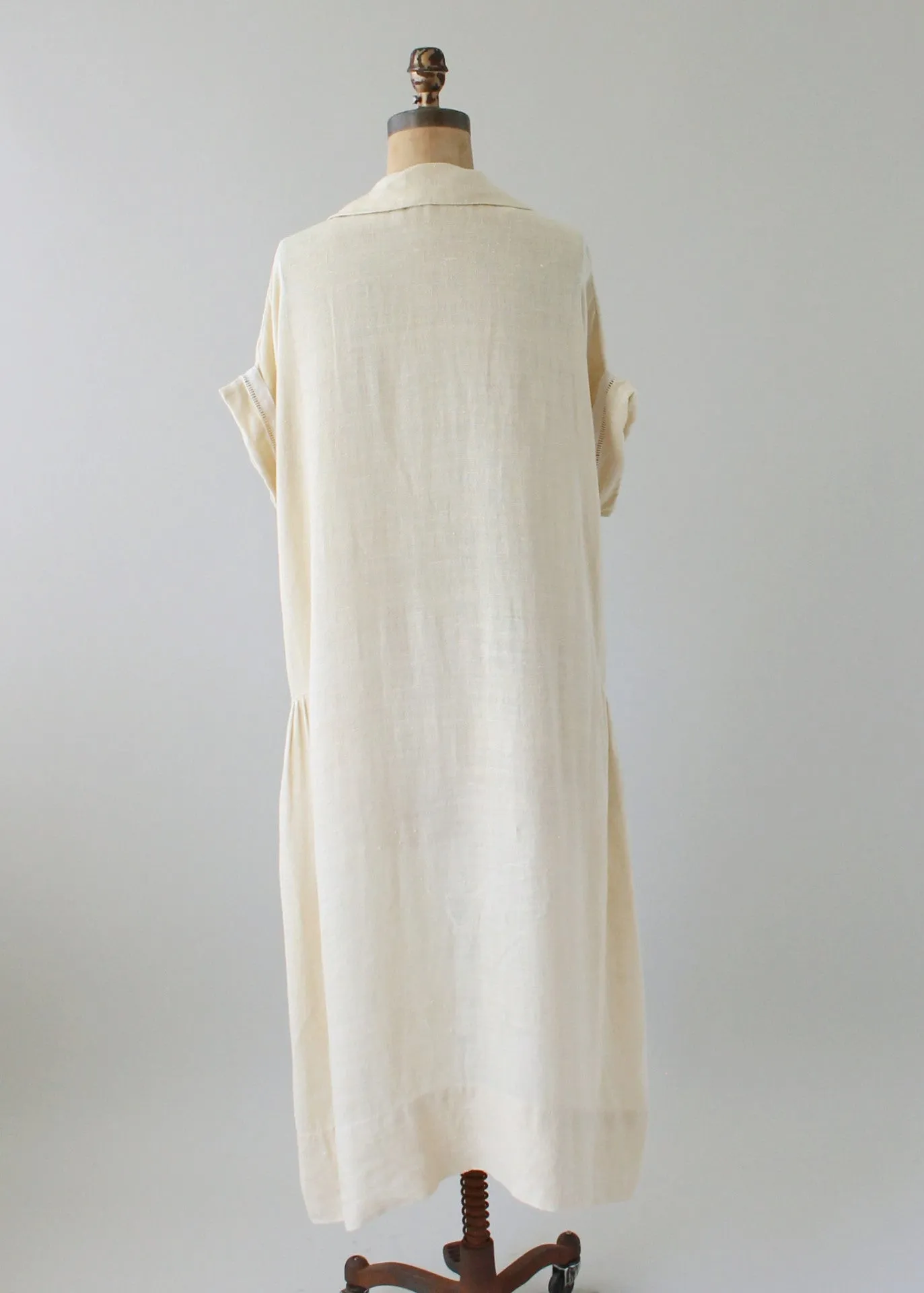 Vintage 1920s Two Tone Linen Day Dress