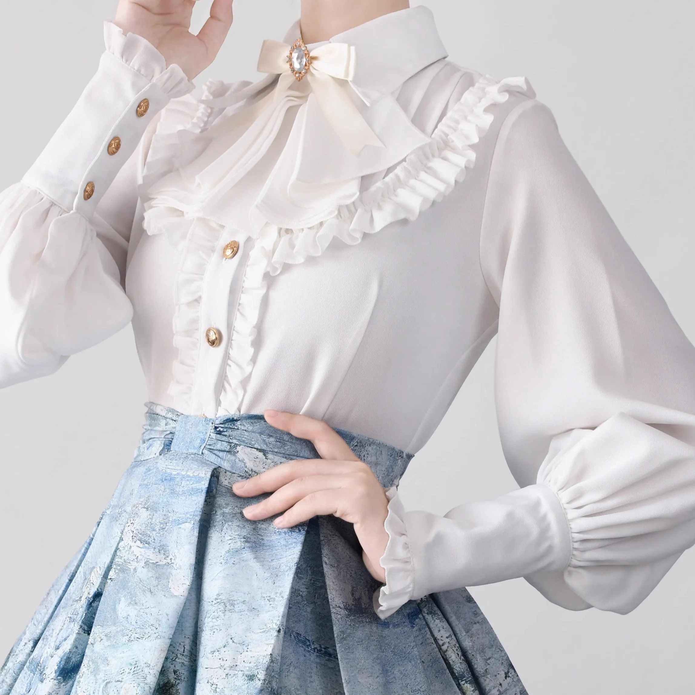 Vintage Academia Bow Tie Lolita Top blouse