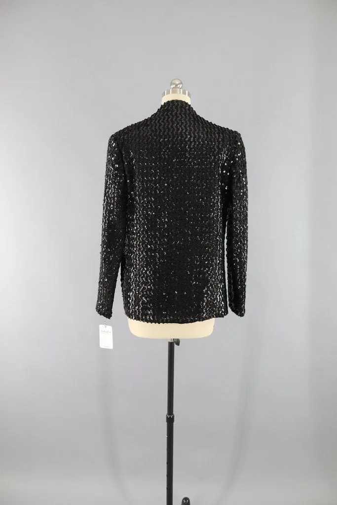 Vintage Black Sequined Jacket