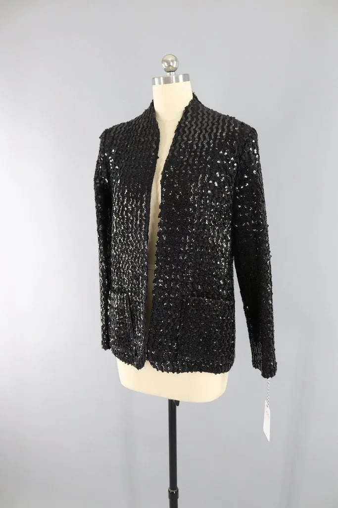 Vintage Black Sequined Jacket