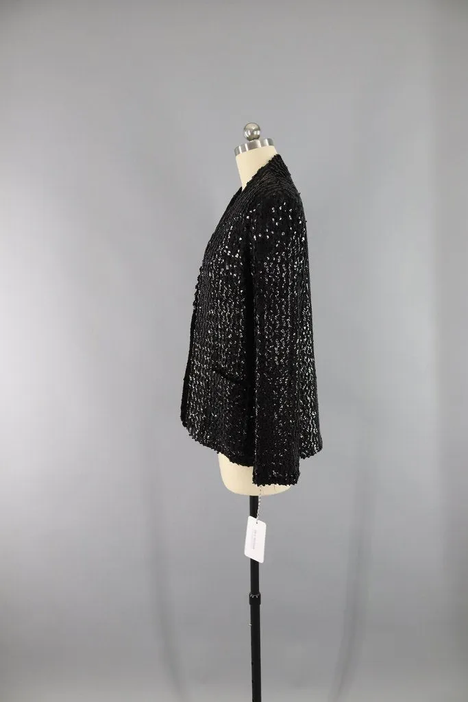 Vintage Black Sequined Jacket