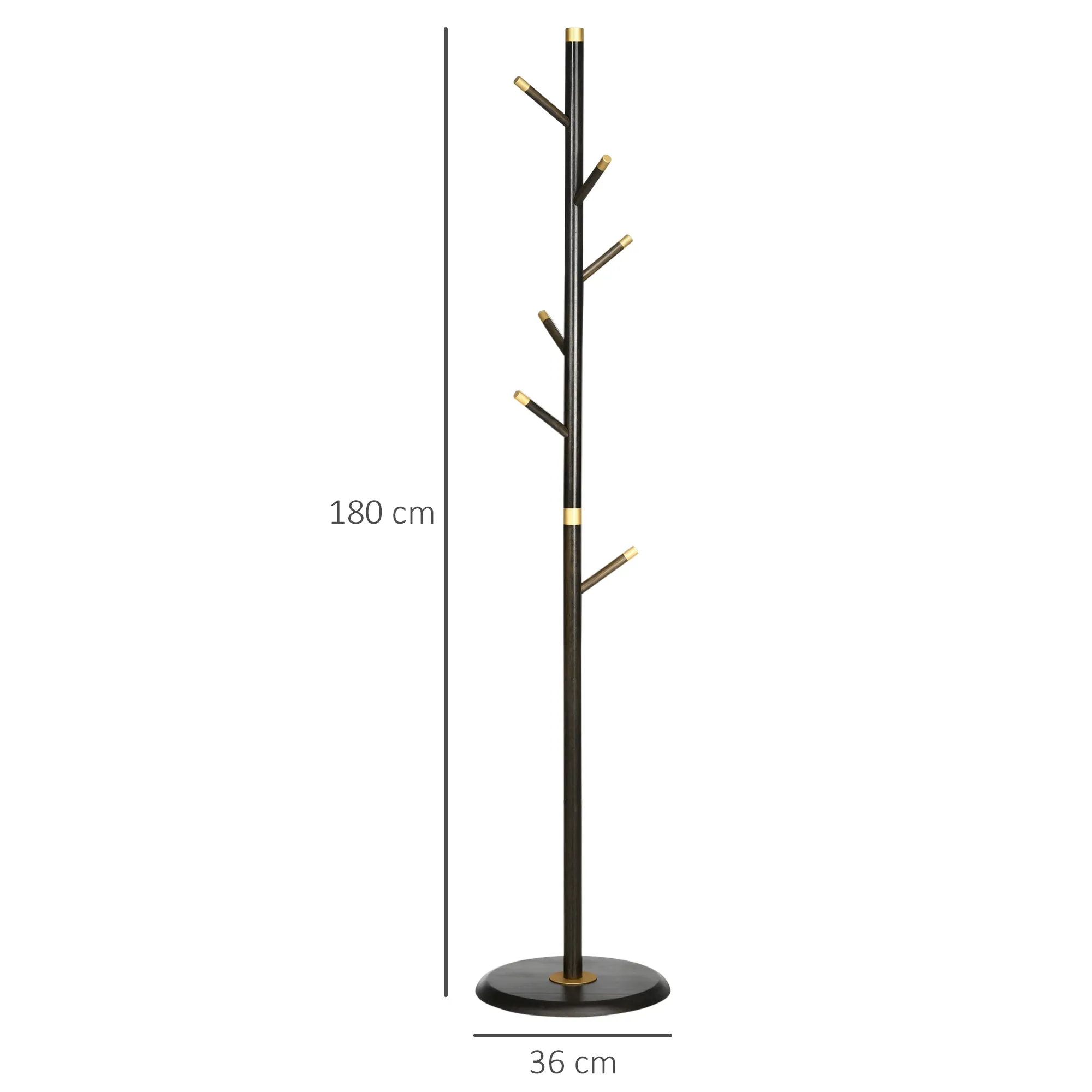 Vintage Coat Rack Stand Freestanding Hall Tree with 6 Hooks Bamboo Frame for Entryway Hallway Bedroom Walnut