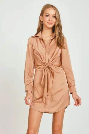 Vintage Havana Emily Satin Shirt Dress