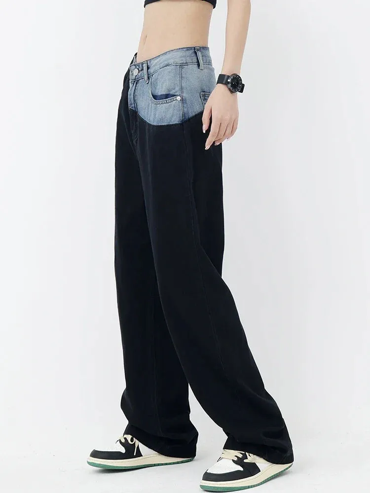 Vintage High Waist Black Wide Leg Denim Jeans