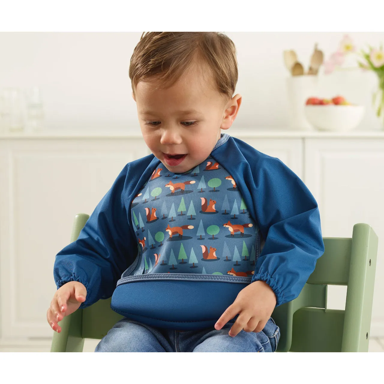 Weaning Bib with Sleeves - Foxes UltraBib