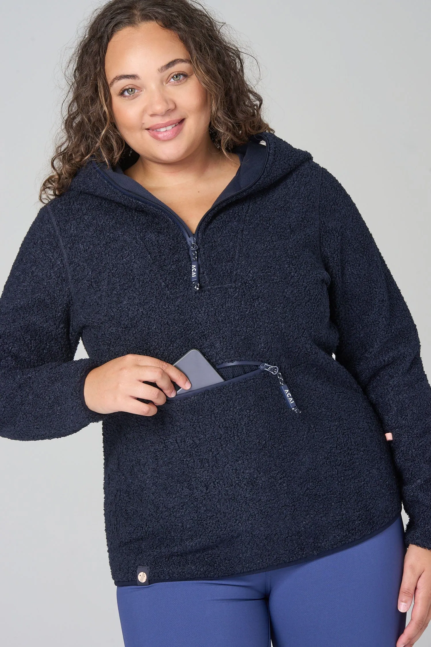 Windproof Fleece Hoodie - Deep Navy