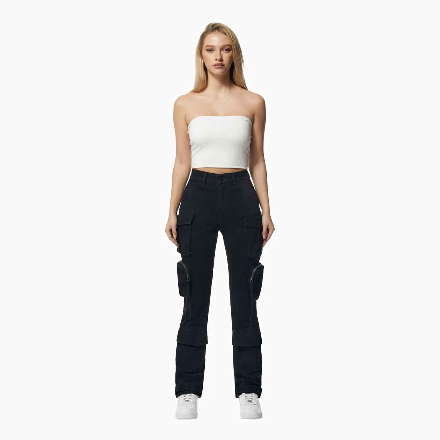 Women's High Rise Twill Straight Cargo Pant