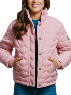 Women's Pink Quilted Puffer Jacket