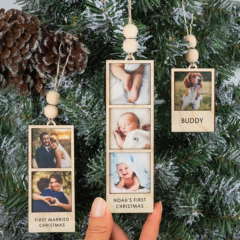 Wooden Film Strip Photo Ornament