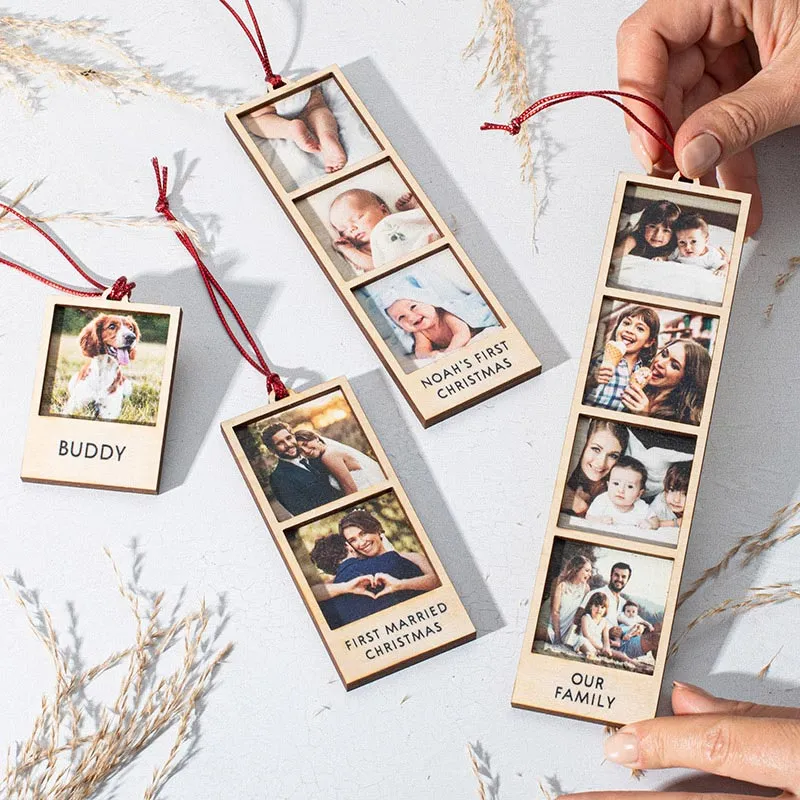 Wooden Film Strip Photo Ornament