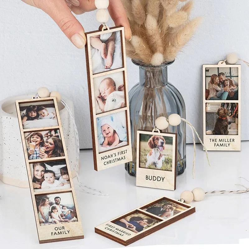 Wooden Film Strip Photo Ornament