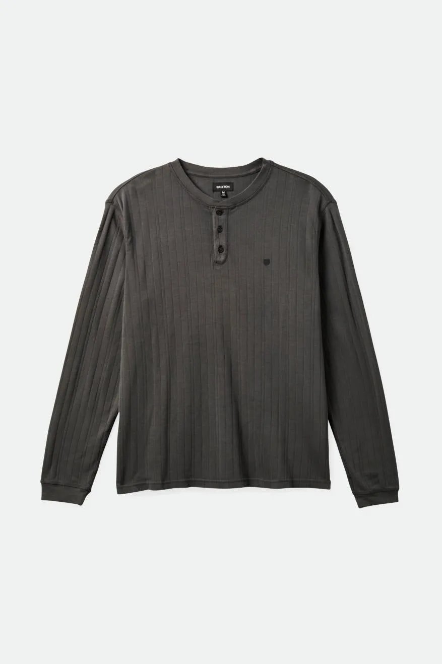 Wren Ribbed L/S Henley - Washed Black