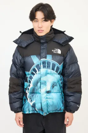 X The North Face Black & Blue Statue Of Liberty Baltoro Jacket