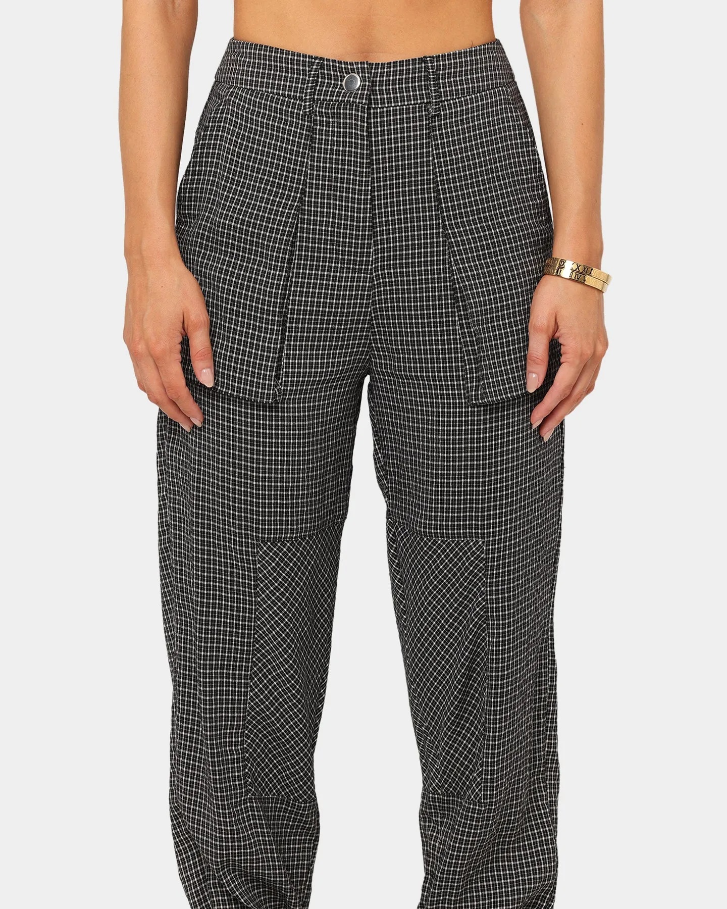 XXIII Women's Vera Plaid Cargo Pants Navy