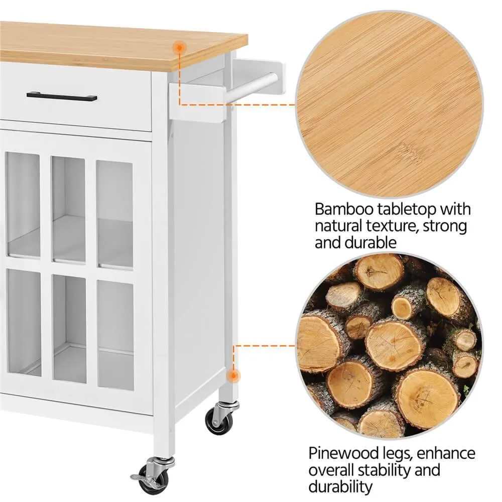 Yaheetech Kitchen Cart Bamboo