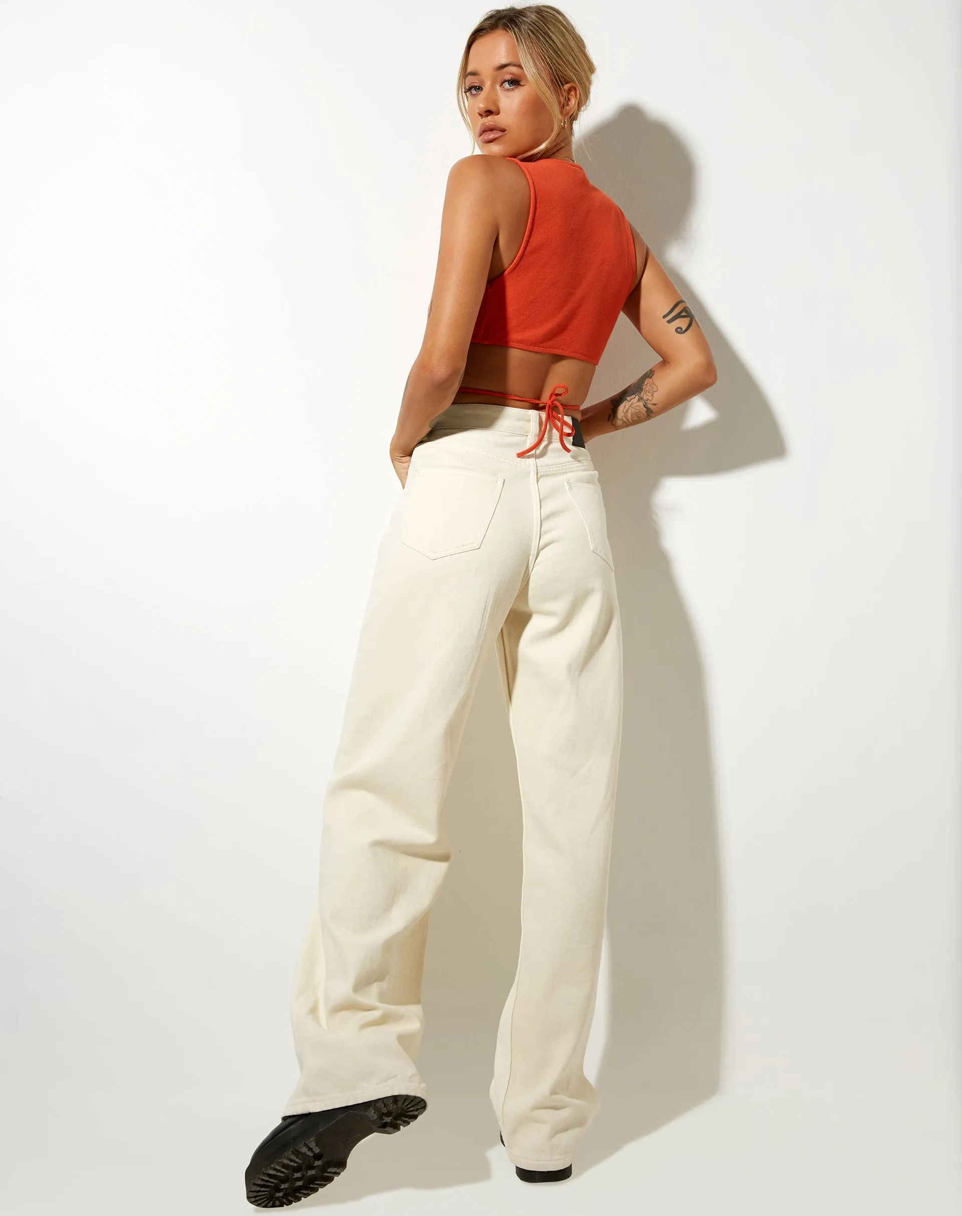 Yunda Crop Top in Rib Tangerine