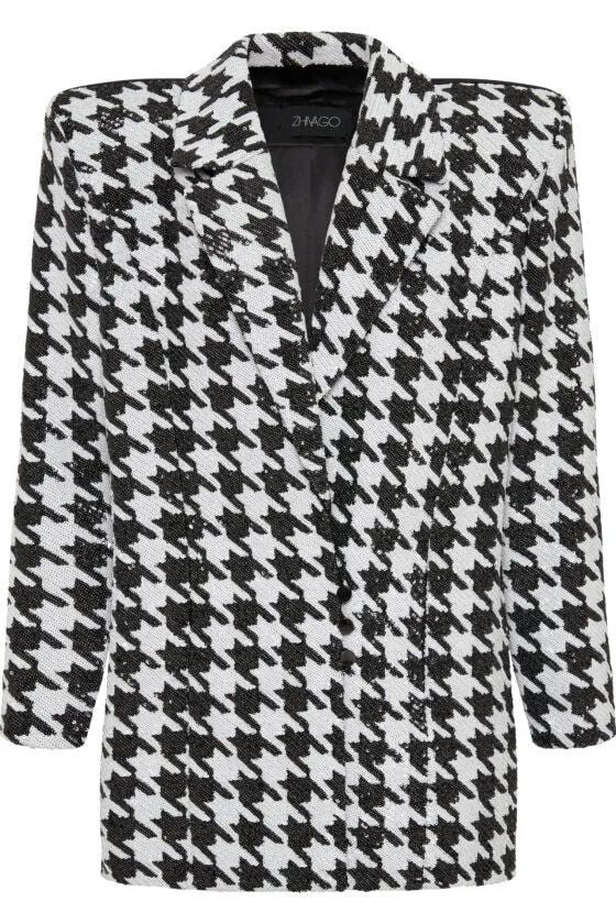 ZHIVAGO Sequin Houndstooth Statement Blazer